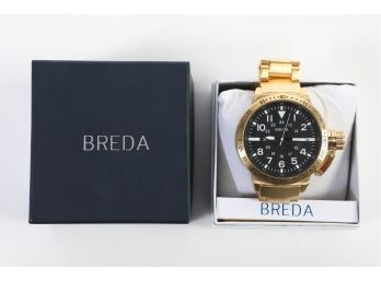 Breda - Men's Watch With Golden Link Watch Band - NEW In Original Packaging