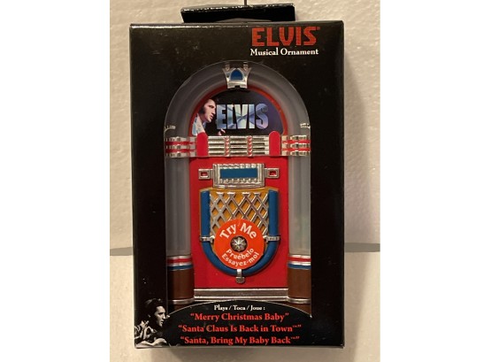 Elvis Santa's Best Christmas Ornament Plays 3 Songs Jukebox Shape Lights & Music